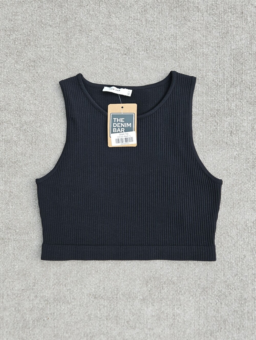 NWT Mod Ref Shani Seamless Ribbed Crew Neck Sleeveless Cropped Tank Top Size L